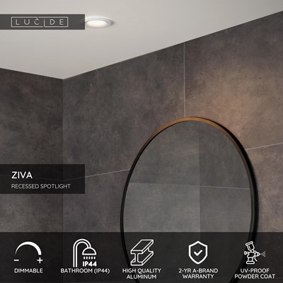 Lucide ZIVA - Recessed spotlight Bathroom - Ø 8,5 cm - 1xGU10 - IP44 - White